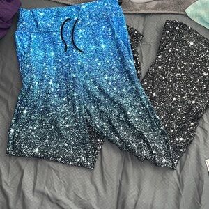 OS Galaxy ombré blue to black flared leggings